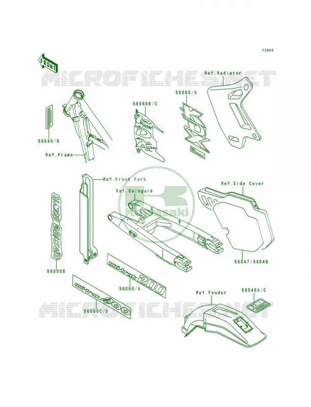 LabelKDX200-E4E5 Kawasaki MOTOS 200 1994 KDX200  KDX200-E6