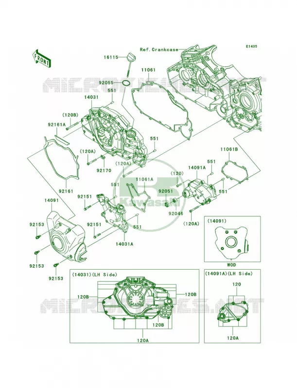 Left Engine Covers Kawasaki MOTOS 1700 2009 Vulcan 1700 Voyager ABS  VN1700B9F