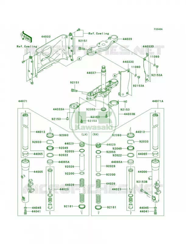 Front ForkD7FD7FAD8FD8FA Kawasaki MOTOS 1600 2007 Vulcan 1600 Nomad  VN1600D7F