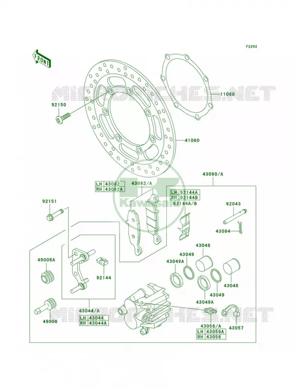 Front Brake Kawasaki MOTOS 1500 2004 Vulcan 1500 Nomad Fi  VN1500-L5