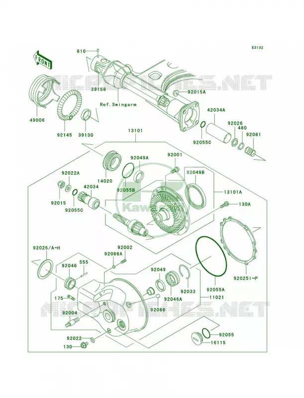 Drive ShaftFinal Gear Kawasaki MOTOS 1500 2003 Vulcan 1500 Nomad Fi  VN1500-L4