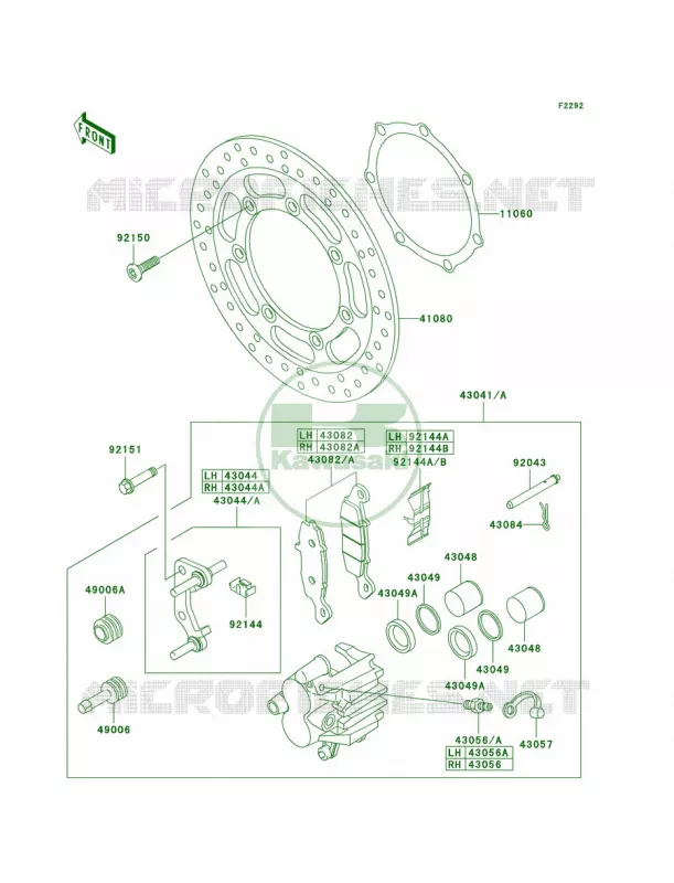 Front Brake Kawasaki MOTOS 1500 2003 Vulcan 1500 Nomad Fi  VN1500-L4