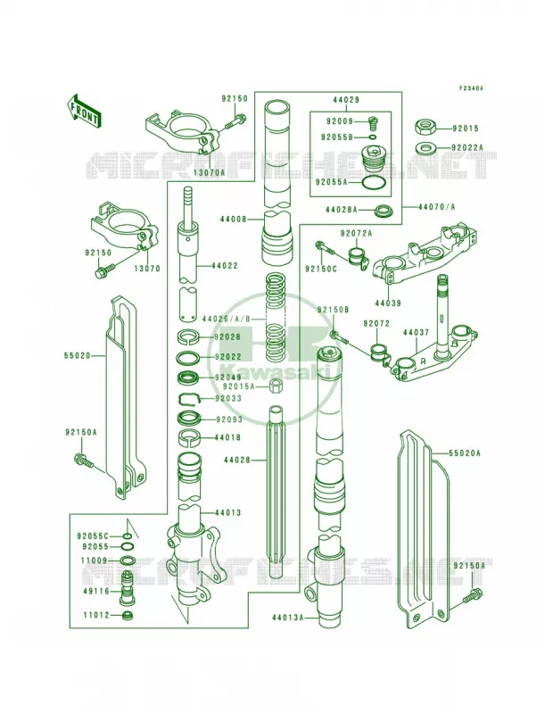 Front ForkKDX200-E5E6 Kawasaki MOTOS 200 1993 KDX200  KDX200-E5