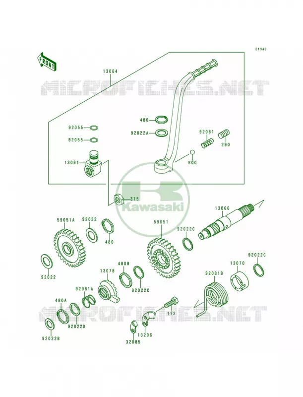 Kickstarter Mechanism Kawasaki MOTOS 200 1993 KDX200  KDX200-E5