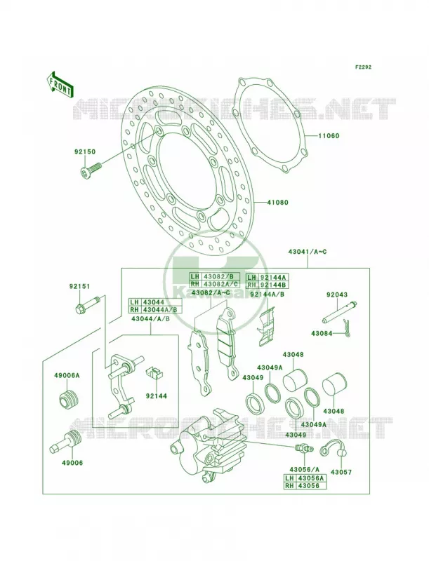 Front Brake Kawasaki MOTOS 1500 2001 Vulcan 1500 Nomad  VN1500-G3