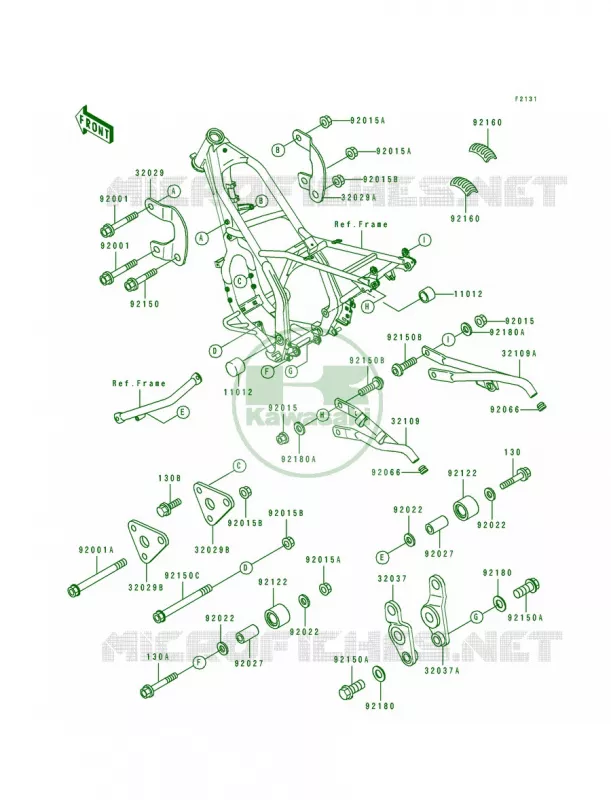 Frame Fittings Kawasaki MOTOS 250 1993 KDX250  KDX250-D3