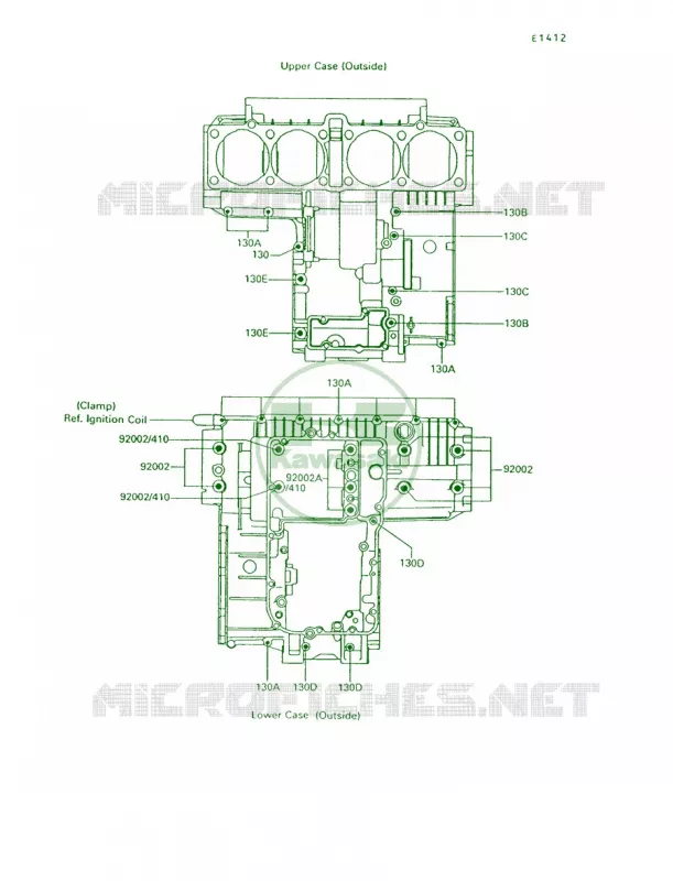 Crankcase Bolt Pattern Kawasaki MOTOS 1200 1992 Voyager XII  ZG1200-B6