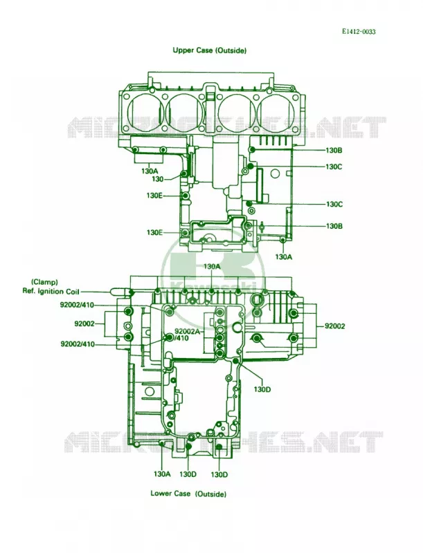 Crankcase Bolt Pattern Kawasaki MOTOS 1200 1987 Voyager XII  ZG1200-B1