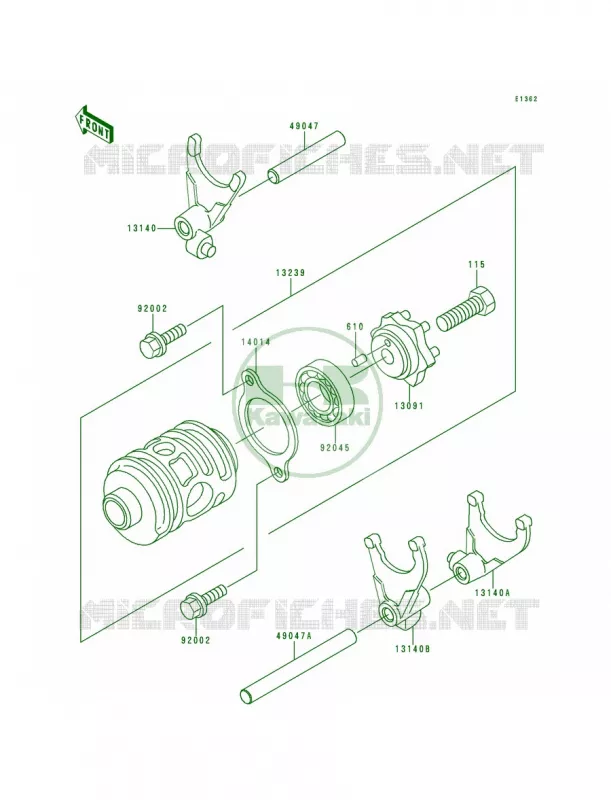 Change DrumShift Fork Kawasaki MOTOS 200 1992 KDX200  KDX200-E4