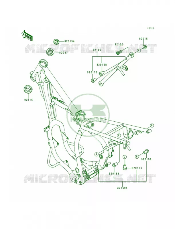 Frame Kawasaki MOTOS 200 1992 KDX200  KDX200-E4