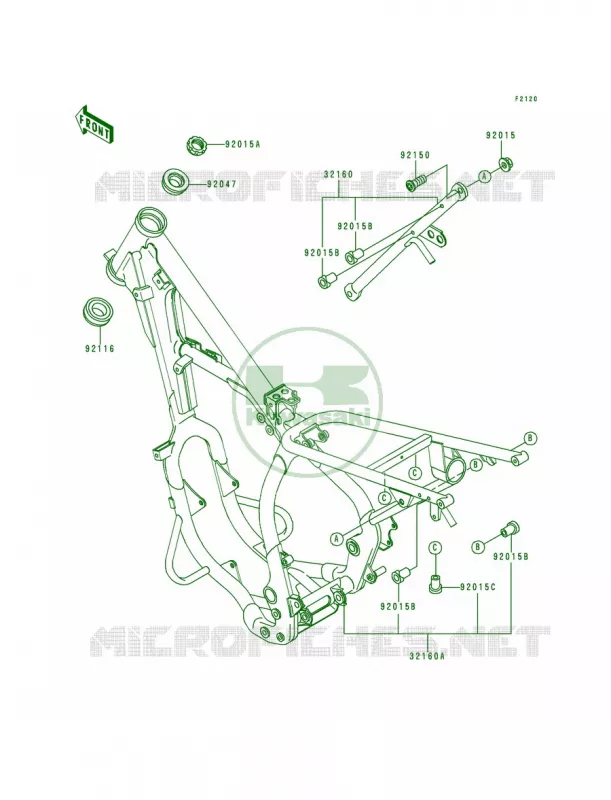 Frame Kawasaki MOTOS 200 1992 KDX200  KDX200-E4