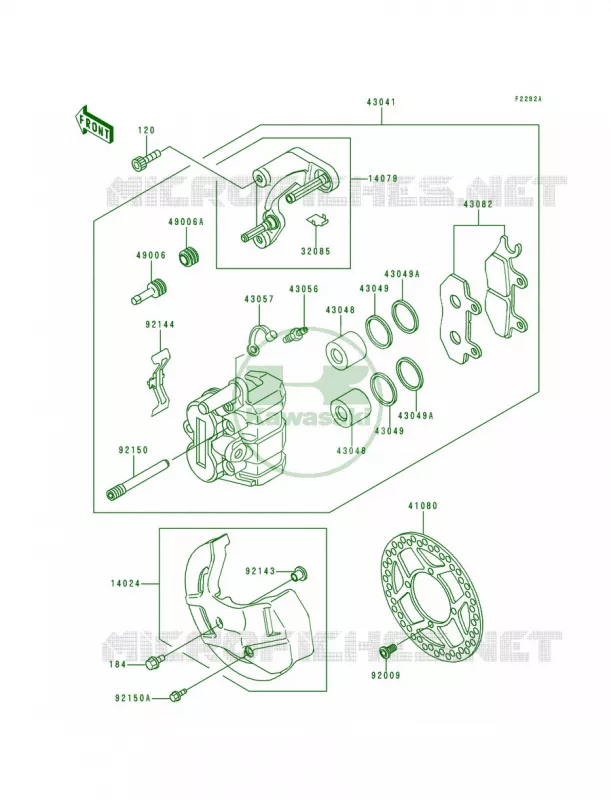 Front CaliperKDX200-E5E6 Kawasaki MOTOS 200 1992 KDX200  KDX200-E4
