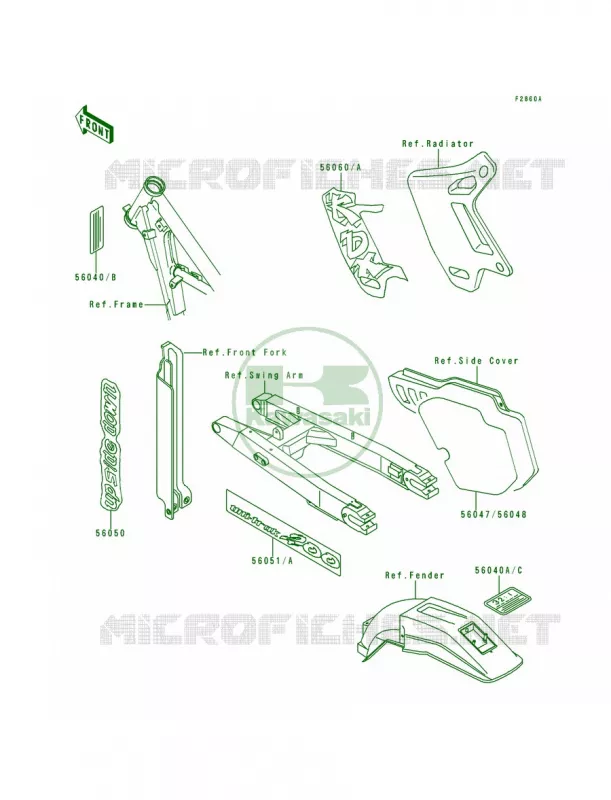 LabelKDX200-E6 Kawasaki MOTOS 200 1992 KDX200  KDX200-E4