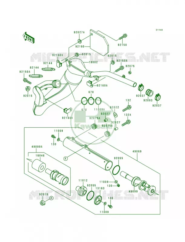 Mufflers Kawasaki MOTOS 200 1992 KDX200  KDX200-E4