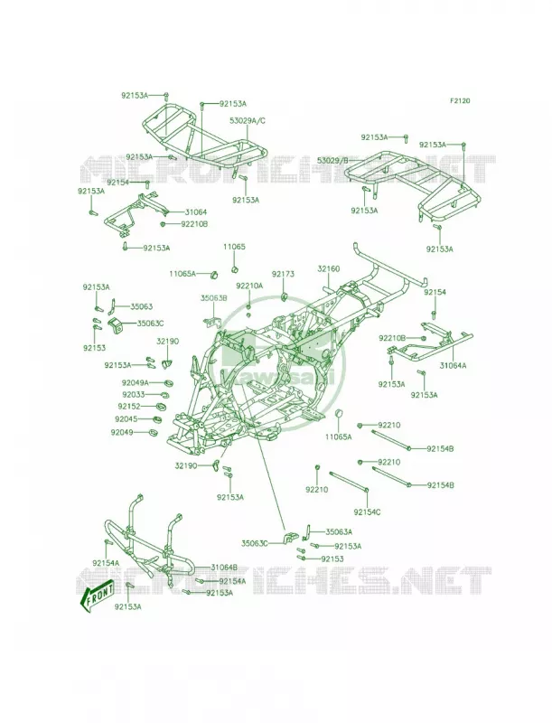 Frame Kawasaki QUAD 300 2014 Brute Force 300  KVF300CEF
