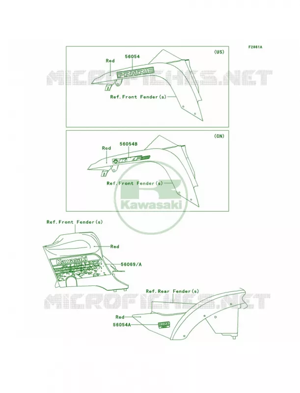 DecalsRedACFADF Kawasaki QUAD 360 2013 Prairie 360 4x4  KVF360ADF