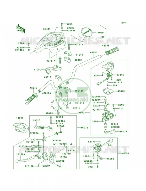 Handlebar Kawasaki QUAD 360 2013 Prairie 360 4x4  KVF360ADF