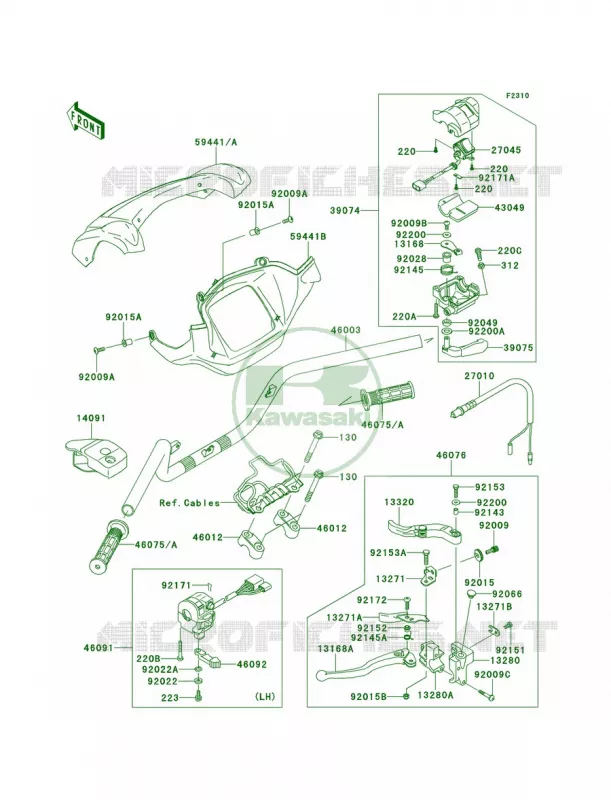 Handlebar Kawasaki QUAD 650 2011 Brute Force 650 4x4  KVF650DBF