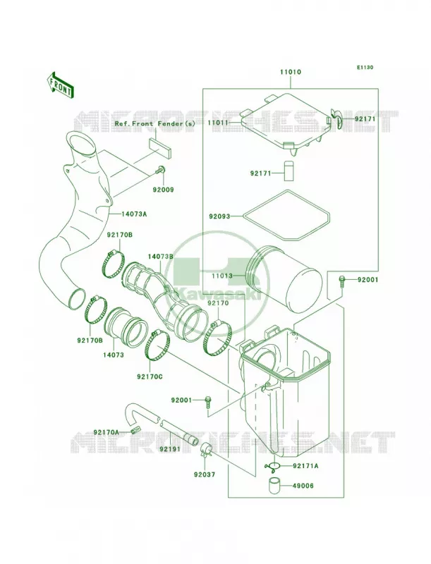 Air Cleaner Kawasaki QUAD 360 2010 Prairie 360 4X4  KVF360AAF