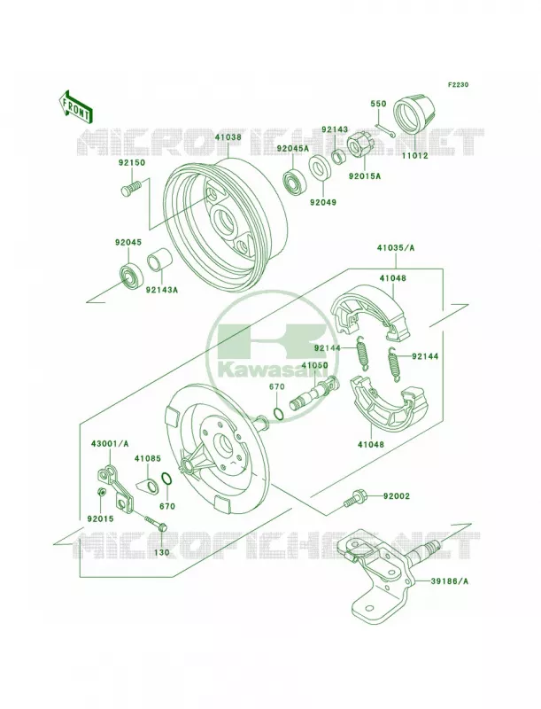 Front Hub Kawasaki QUAD 250 2009 Bayou 250  KLF250A9F