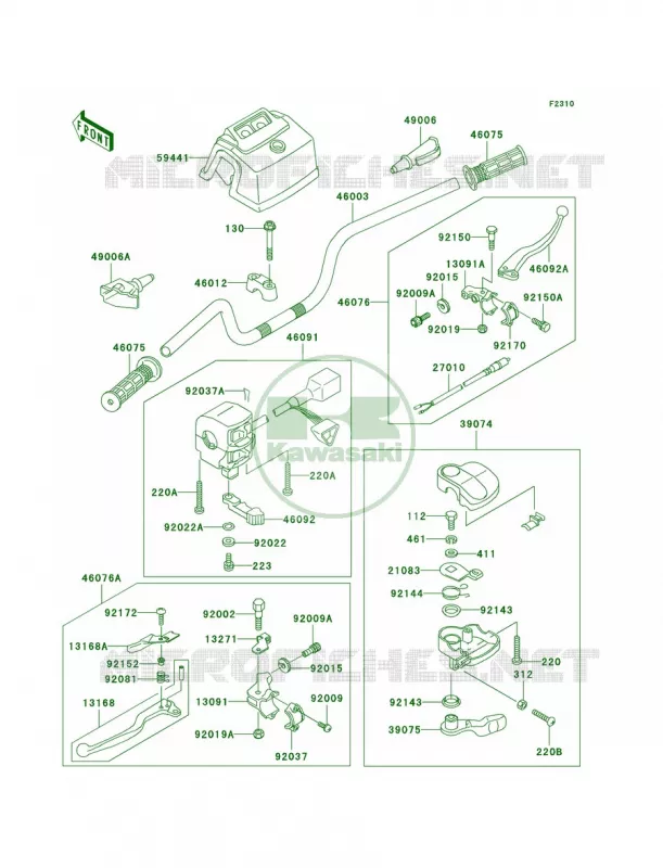 Handlebar Kawasaki QUAD 250 2009 Bayou 250  KLF250A9F