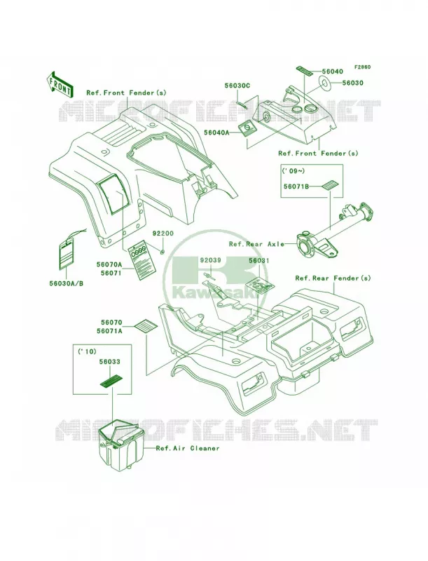 Labels Kawasaki QUAD 250 2009 Bayou 250  KLF250A9F
