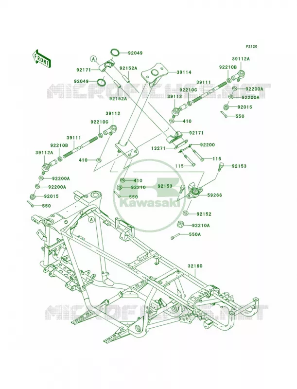Frame Kawasaki QUAD 360 2009 Prairie 360 4X4  KVF360A9F