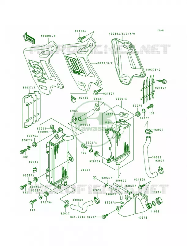 Radiator Kawasaki MOTOS 200 1990 KDX200  KDX200-E2