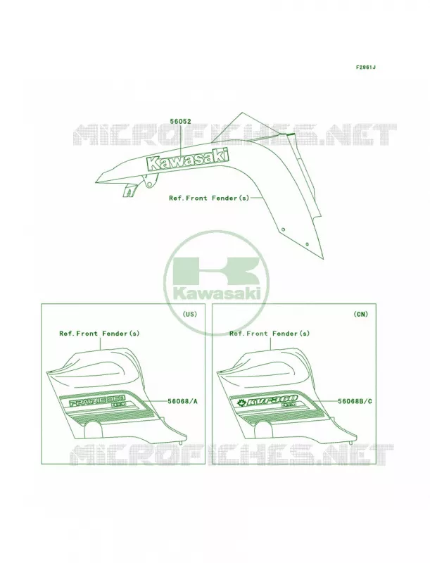 DecalsRedGreenA9F Kawasaki QUAD 360 2008 Prairie 360 4X4  KVF360A8F