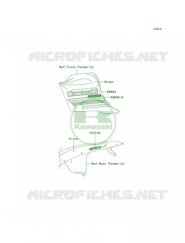 DecalsGreenB8F Kawasaki QUAD 360 2008 Prairie 360  KVF360B8F