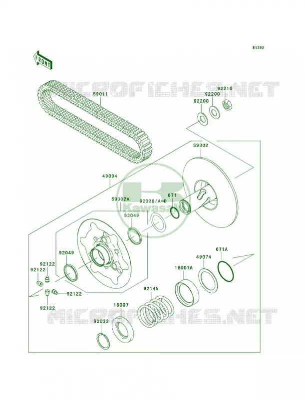 Driven ConverterDrive Belt Kawasaki QUAD 360 2008 Prairie 360  KVF360B8F