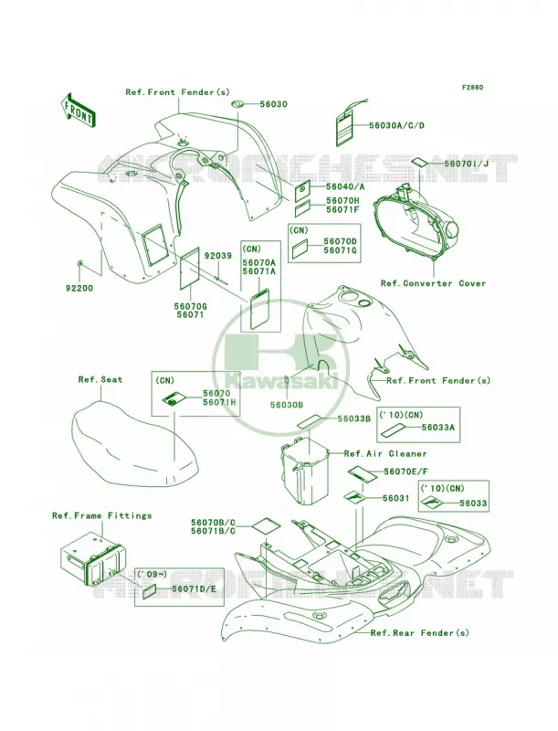 Labels Kawasaki QUAD 360 2008 Prairie 360 4X4 Hardwoods Green HD  KVF360C8F