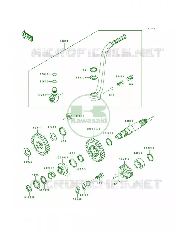 Kickstarter Mechanism Kawasaki MOTOS 200 1989 KDX200  KDX200-E1