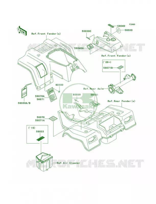 Labels Kawasaki QUAD 250 2007 Bayou 250  KLF250A7F