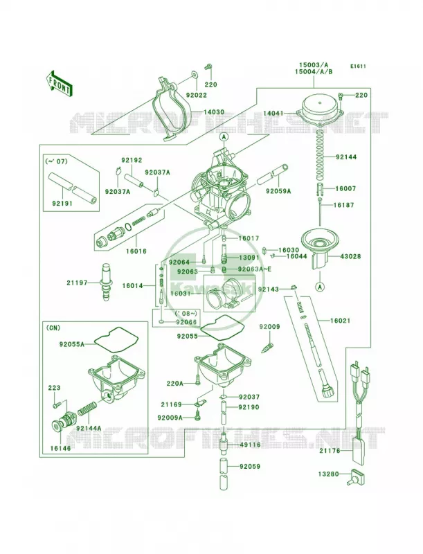 Carburetor Kawasaki QUAD 360 2007 Prairie 360 4X4  KVF360A7F