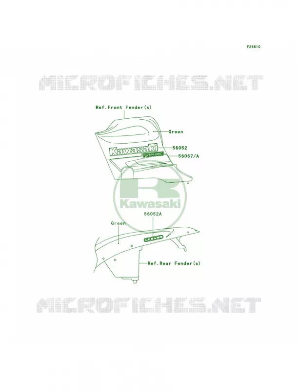 DecalsGreenB7F Kawasaki QUAD 360 2007 Prairie 360  KVF360B7F