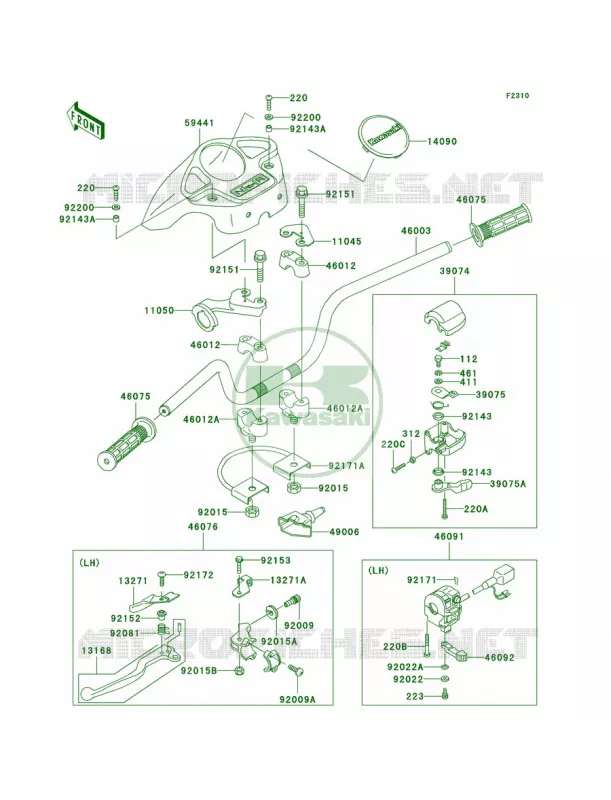 Handlebar Kawasaki QUAD 360 2007 Prairie 360  KVF360B7F