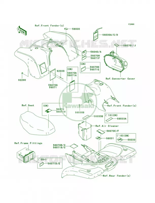Labels Kawasaki QUAD 360 2007 Prairie 360 4X4 Hardwoods Green HD  KVF360C7F