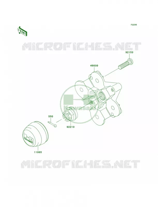 Front Hub Kawasaki QUAD 650 2007 Brute Force 650 4x4i  KVF650F7F