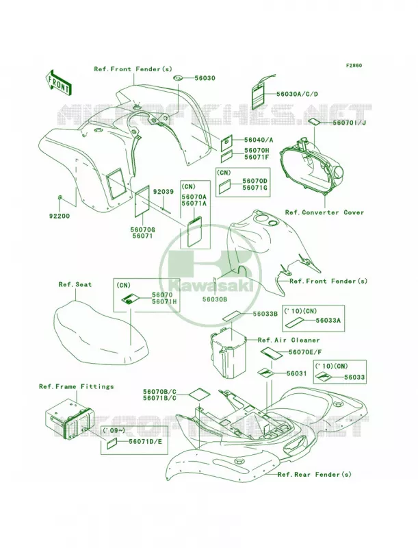 Labels Kawasaki QUAD 360 2006 Prairie 360 4X4  KVF360A6F