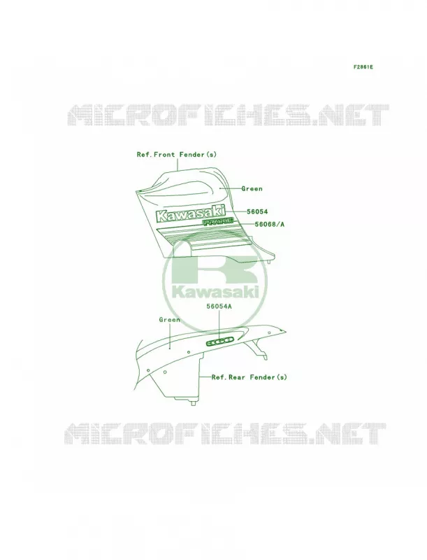 DecalsGreenB8F Kawasaki QUAD 360 2006 Prairie 360  KVF360B6F