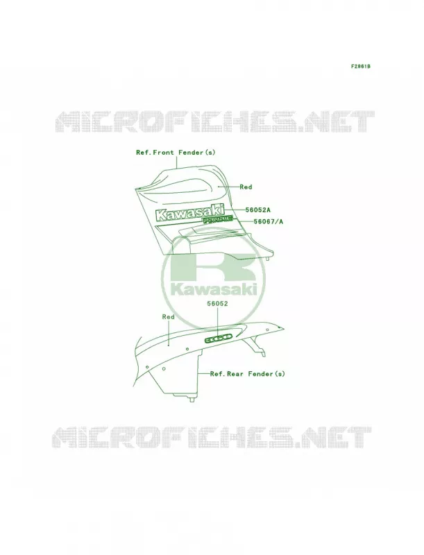 DecalsRedB7F Kawasaki QUAD 360 2006 Prairie 360  KVF360B6F