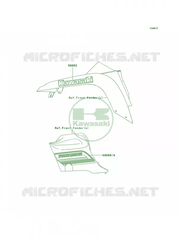 DecalsRedGreenB9F Kawasaki QUAD 360 2006 Prairie 360  KVF360B6F