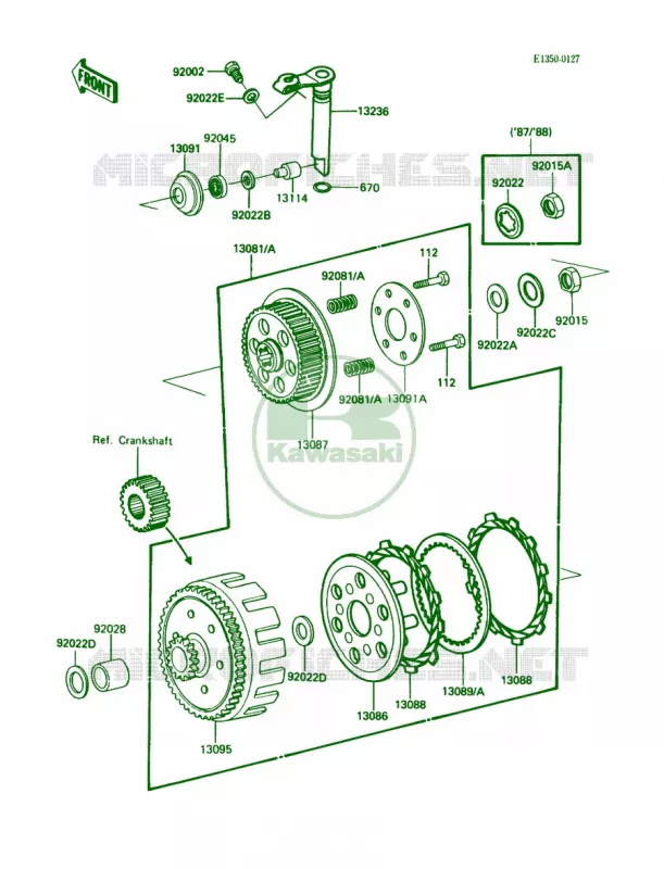 Clutch Kawasaki MOTOS 200 1988 KDX200  KDX200-C3