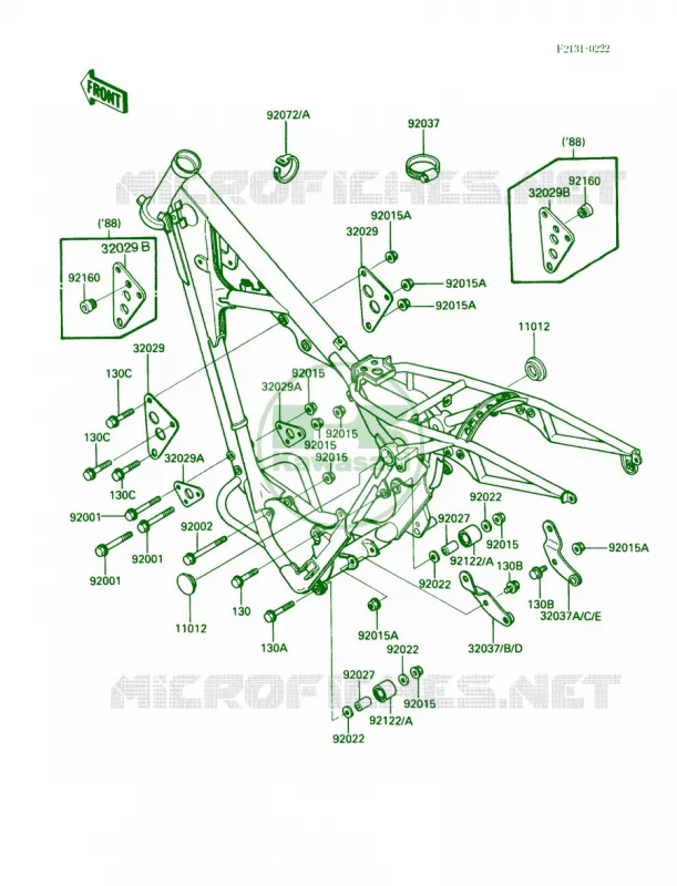 Frame Fittings Kawasaki MOTOS 200 1988 KDX200  KDX200-C3