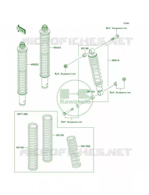 Shock Absorbers Kawasaki QUAD 360 2005 Prairie 360  KVF360-B3