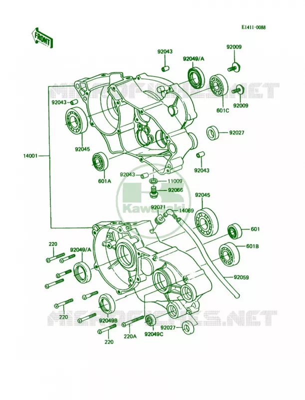 Crankcase Kawasaki MOTOS 80 1988 KDX80  KDX80-C5
