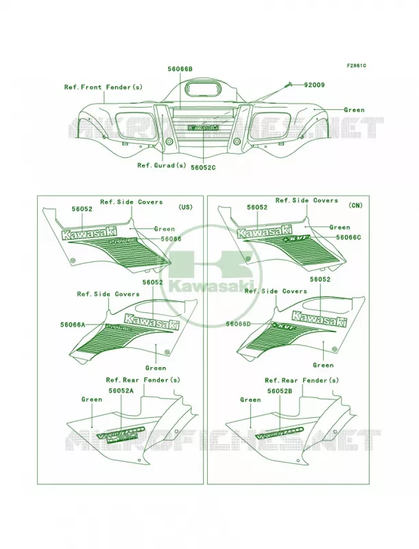 DecalsGreenA2 Kawasaki QUAD 700 2005 Prairie 700 4x4  KVF700-A2