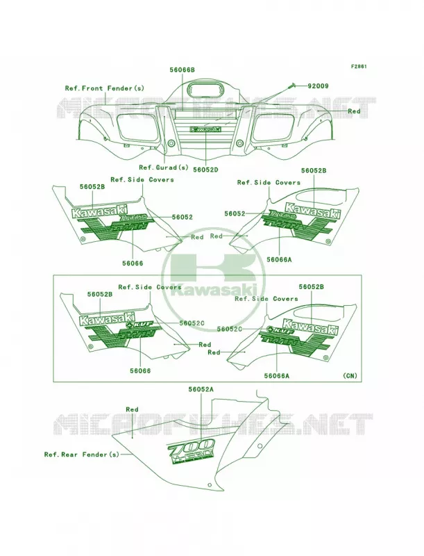 DecalsRedA1 Kawasaki QUAD 700 2005 Prairie 700 4x4  KVF700-A2