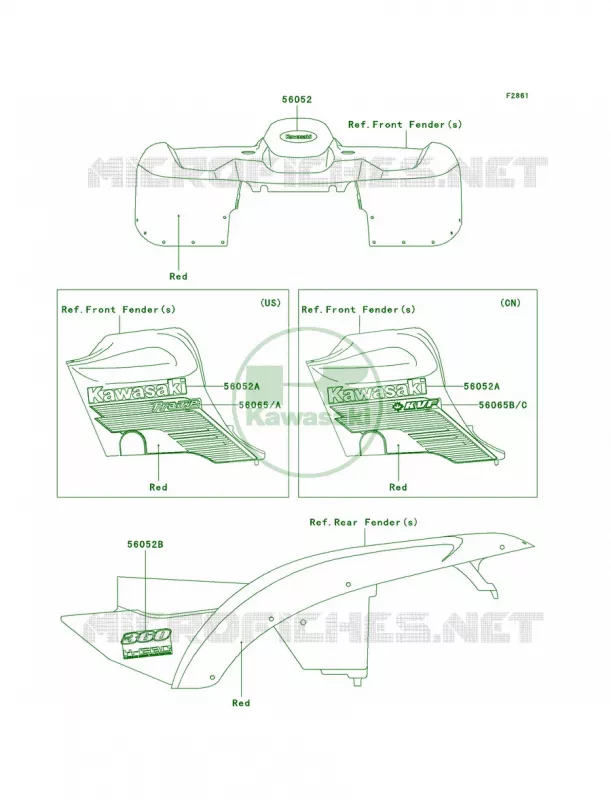 DecalsRedA1 Kawasaki QUAD 360 2004 Prairie 360 4X4  KVF360-A2